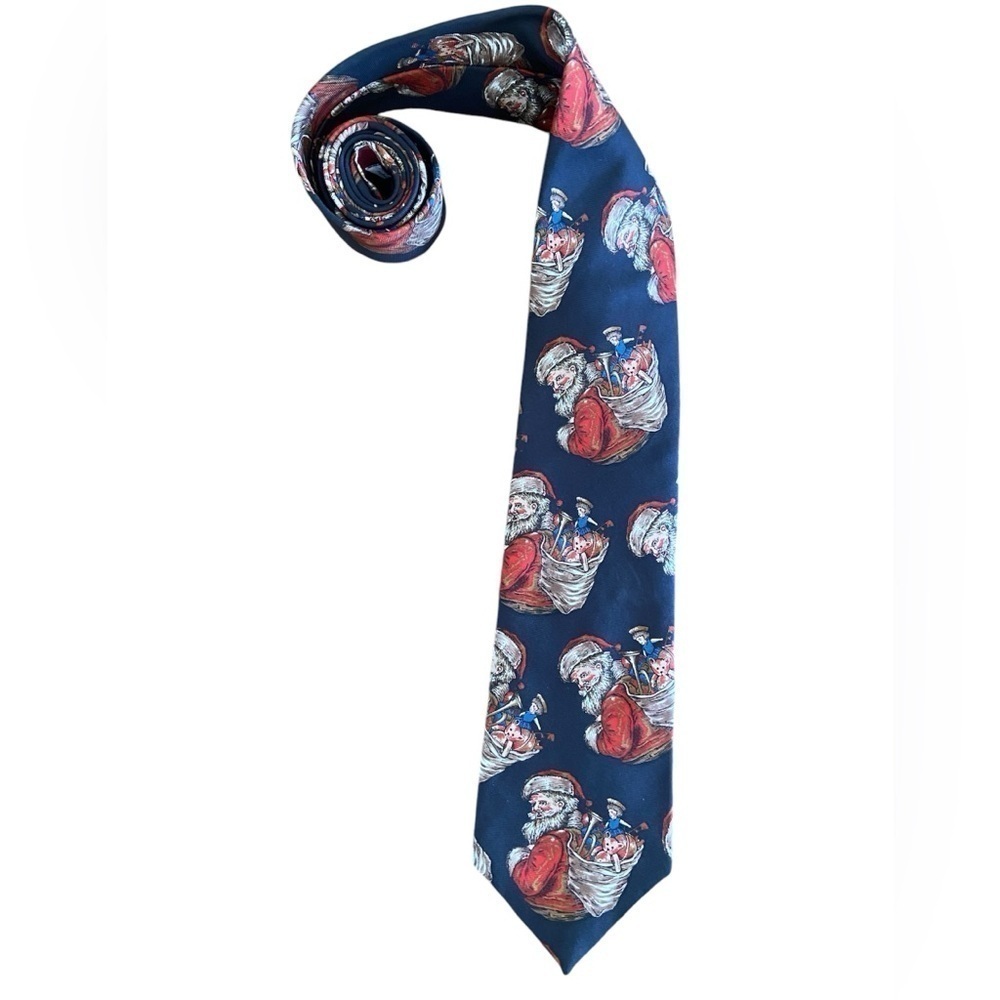 Vintage Christmas Santa Clause Mervyns Cambridge Classic Winter 100% Silk Tie